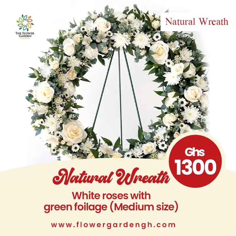 White Roses with Green Foilage (Medium)